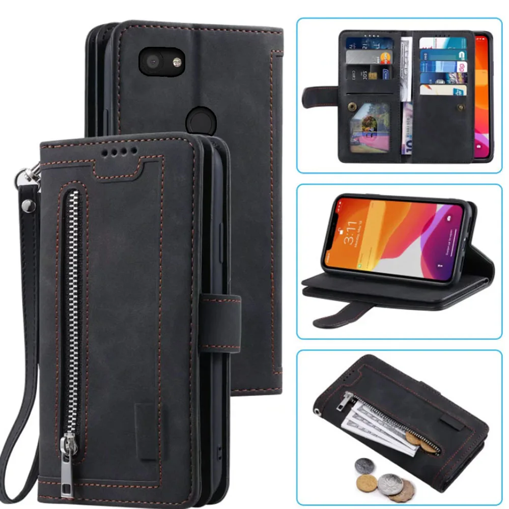 Custodia A Portafoglio Per 9 Carte Per Google Pixel 3A Xl Custodia Per Slot Per Schede Cerniera Flip Folio Con Cinturino Da Polso Carnevale Google Pix