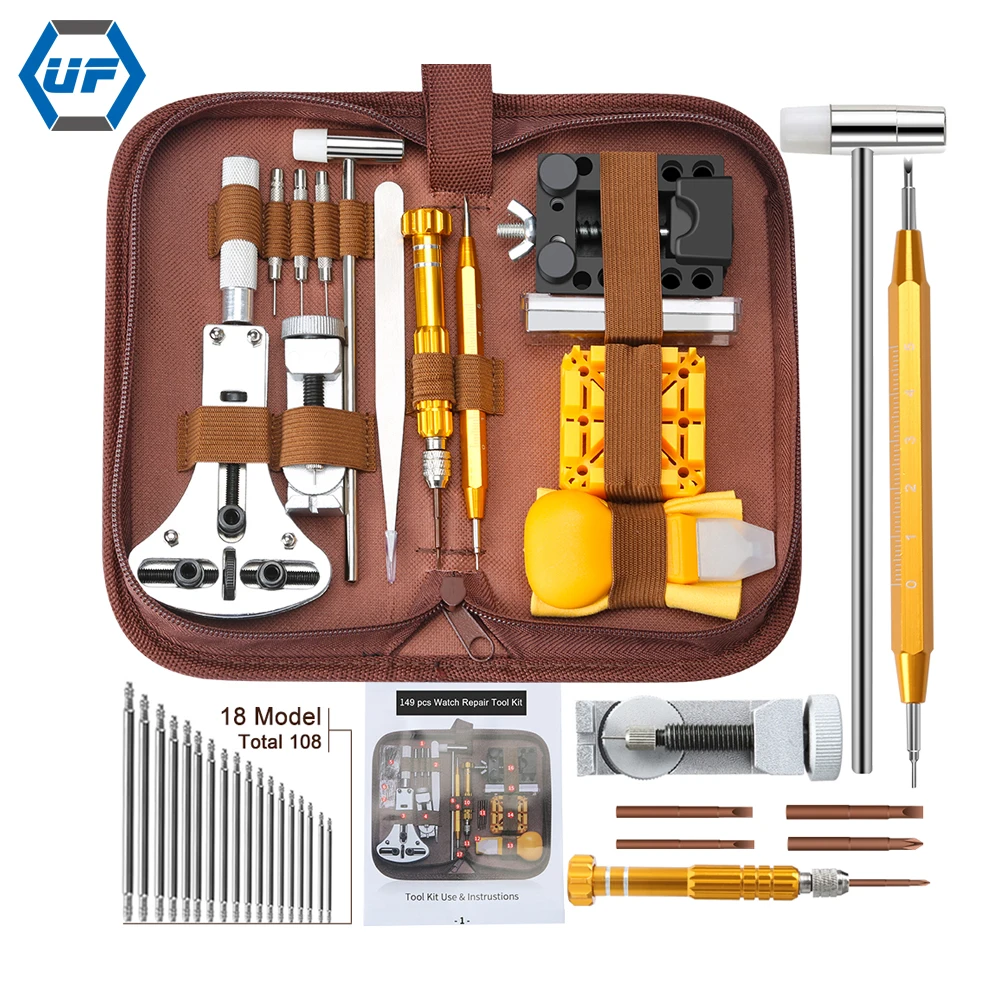 King'Sdun 149Pcs Kit Di Strumenti Per La Riparazione Di Orologi Watch Link Pin Remover Apriscatole Spring Bar Remover Kit Di Strumenti Di Riparazione 