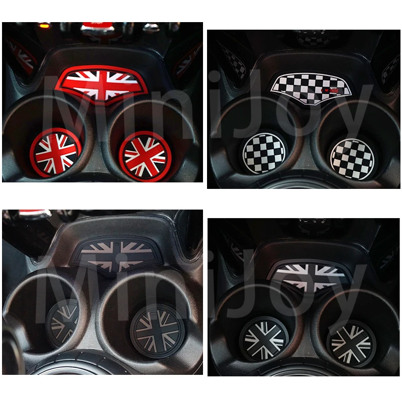 Per Mini Cooper S Jcw Clubman F54 F55 F56 F60 Countryman Union Jack Car Cup Pad Groove Sottobicchiere Tappetino Antiscivolo Automatico