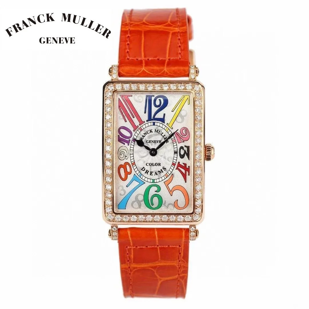 Franck Muller Orologi Da Donna Fashion Square Ladies Quartz Watch Bracciale Diamond Simple Rose Gold Leather Luxury Women Watches
