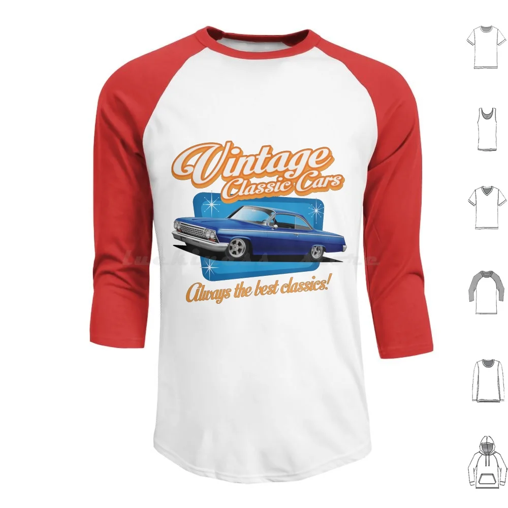 Sempre Le Migliori Auto Classiche Felpe Con Cappuccio Manica Lunga Auto D'Epoca Blu 1962 1963 Impala Impala Ss 62 Impala 63 Impala