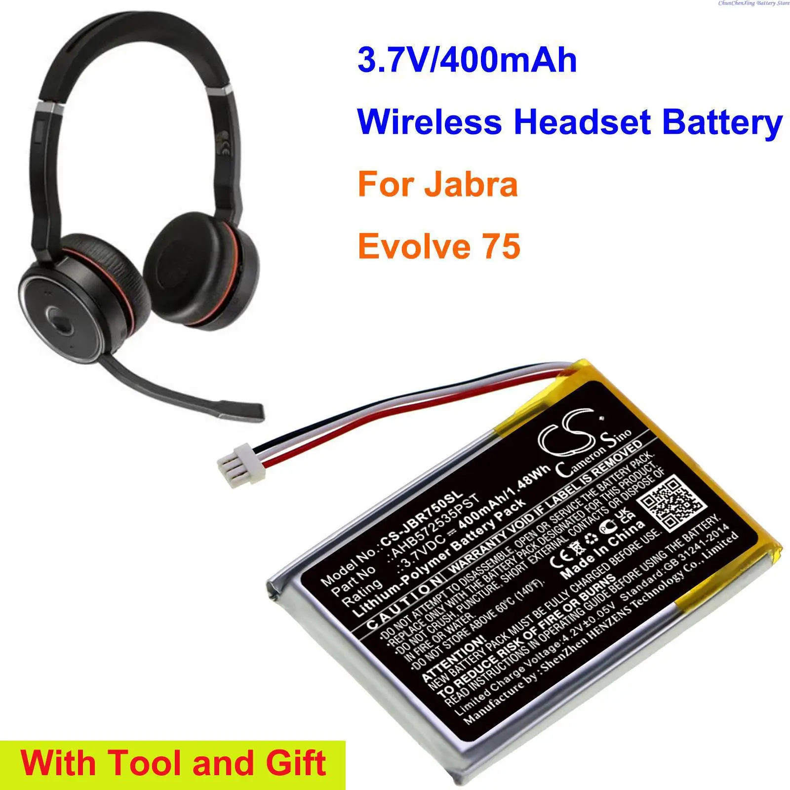 Batteria Per Cuffie Wireless Da 400Mah Per Jabra Evolve 75