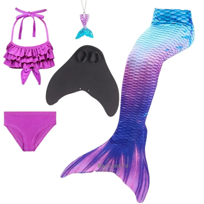 Costume Da Bagno A Coda Di Sirena Per Ragazze Princess Little Mermaid Dress Tube Tops Shorts Flippers Fin Cosplay Regalo Per Bambini Costume Di Hallow