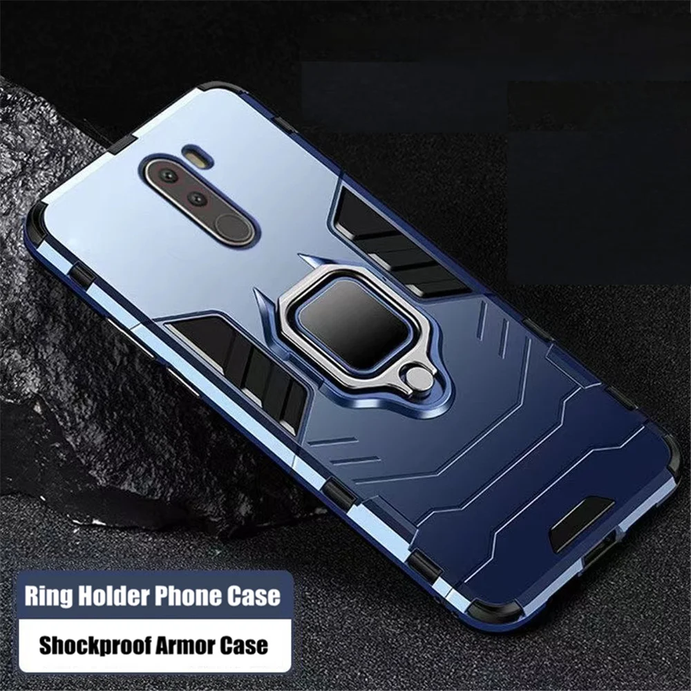 For Xiaomi Pocophone F1 Case Shockproof Pc+Tpu Protective Back Cover For Poco F1 Case Armor Magnetic Holder Ring Pocophone F1