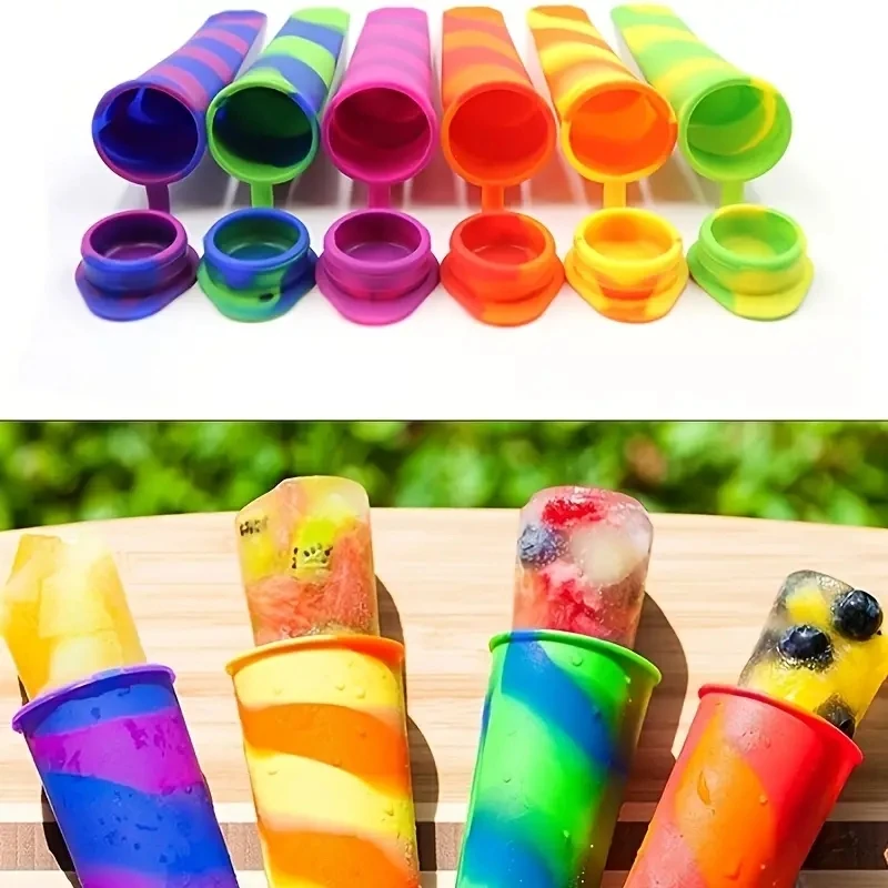 6 Pz/Lotto Summer Popsicle Maker Lolly Mold Diy Food-Grade Silicone Ice Cream Pop Mold Ice Lolly Ice Cube Mold Colore Casuale
