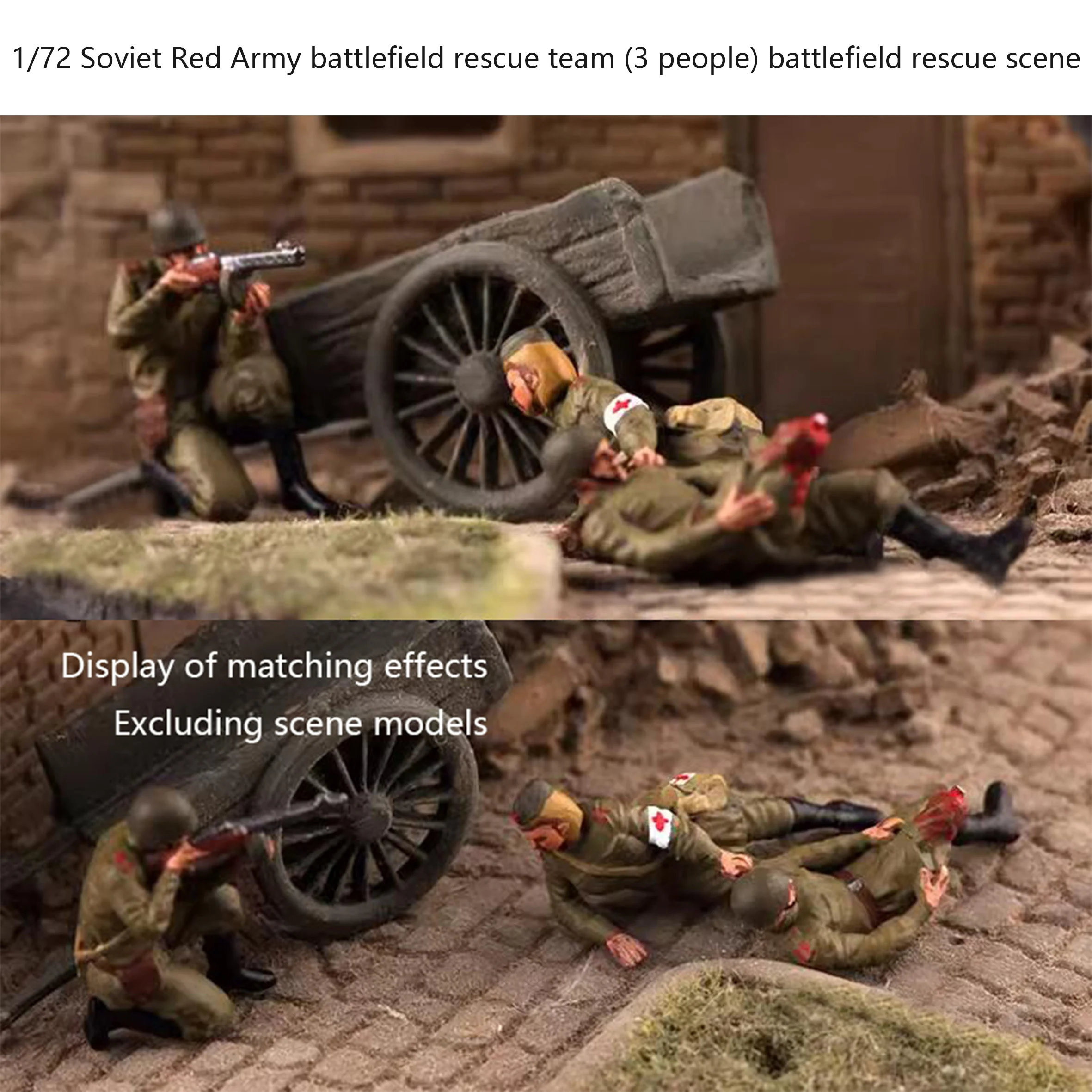 1/72 African Red Army Battlefield Rescue Team (3 Persone) Battlefield Rescue Scene Finito Modello Di Soldato Colorato