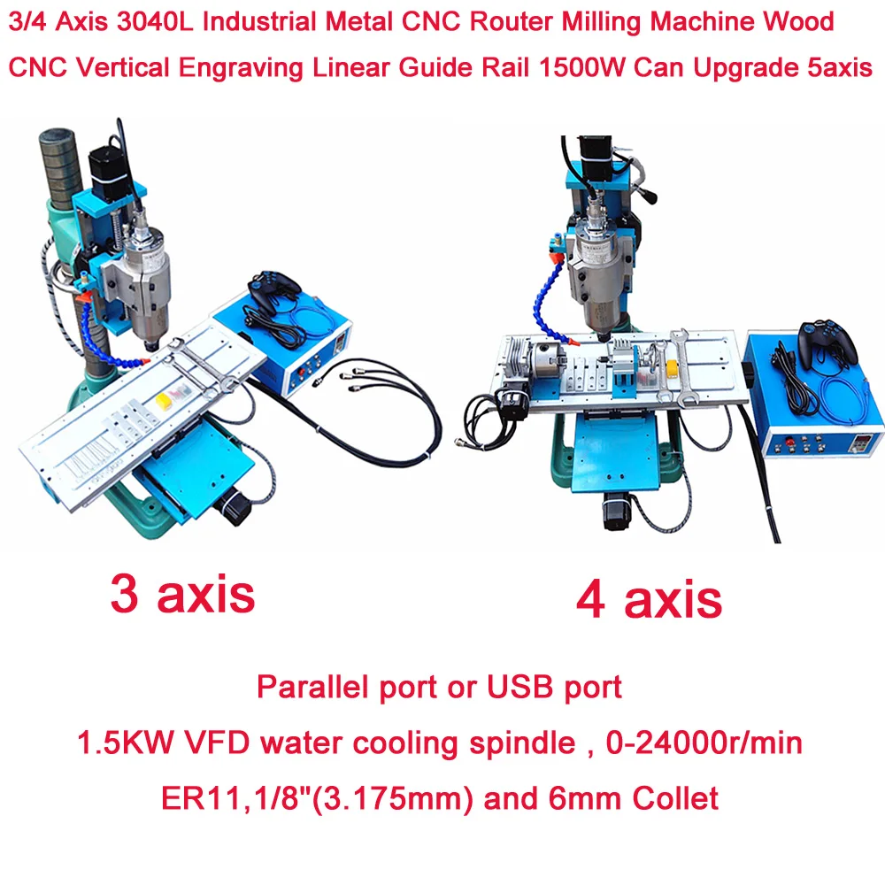 3/4 Assi 3040L Fresatrice Industriale Per Router Cnc In Metallo Fresatrice Per Legno Cnc Per Incisione Verticale Guida Lineare 1500W Può Aggiornare 5 