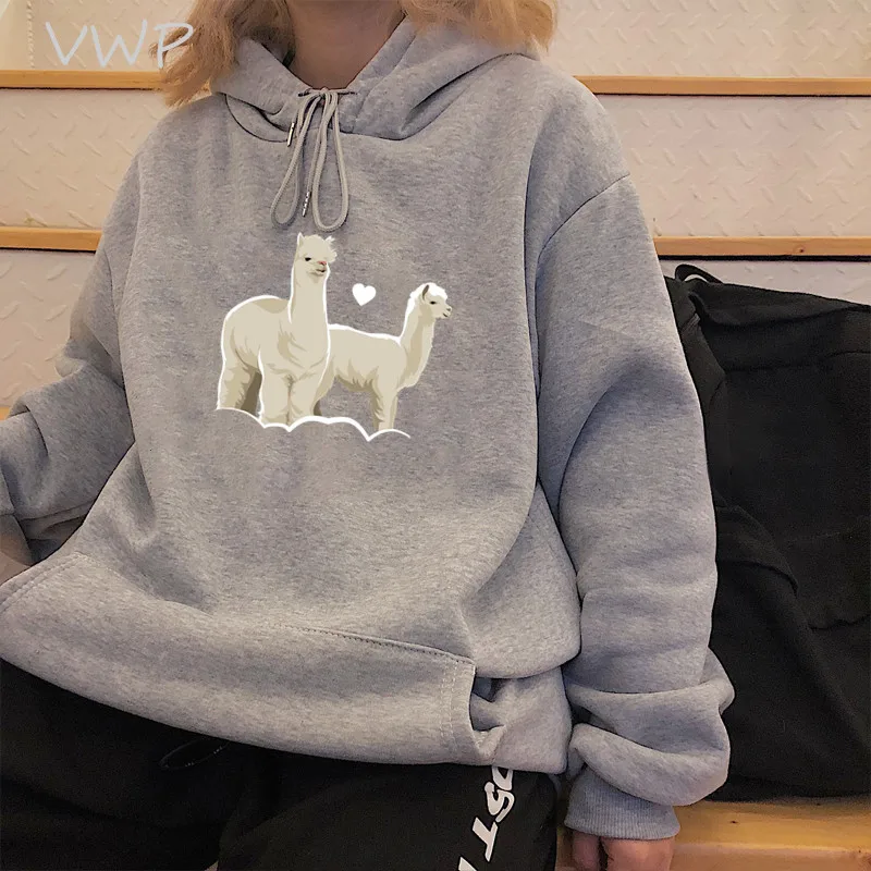 Alpaca Love Felpa Con Cappuccio Harajuku Girl Felpa Con Cappuccio Donna Felpa Con Cappuccio Manica Lunga Allentata Moda Donna Abbigliamento Invernale