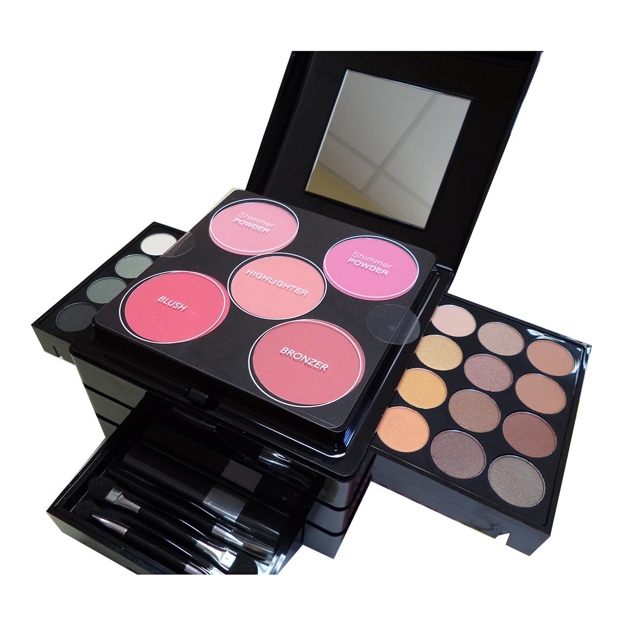 Markwins Beauty Compact Makeup Set 32 Eye Shadows + 18 Lip Gloss + Compact Powder + Brushes