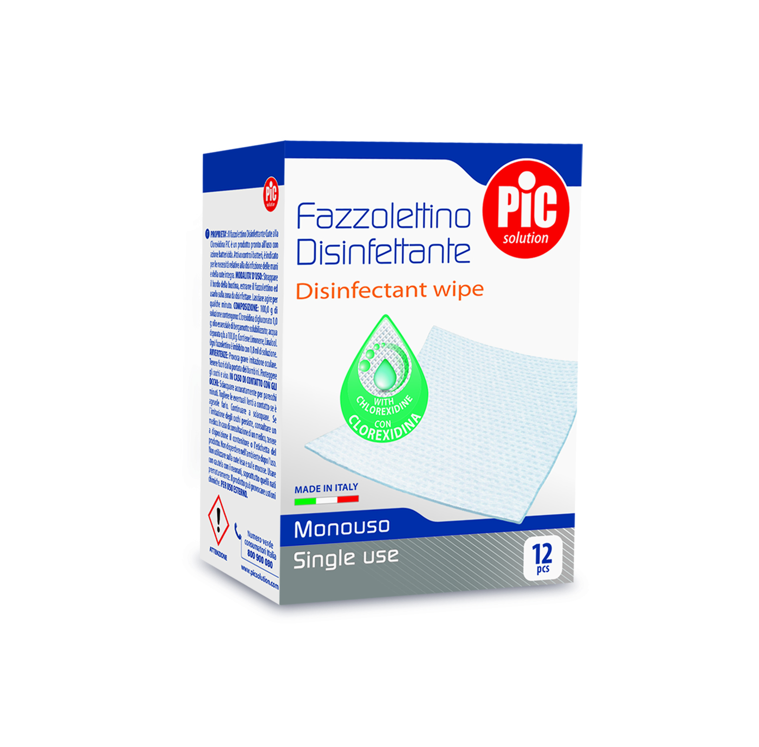 Fazzolettino Disinfettante Monouso Pic 12 Pezzi