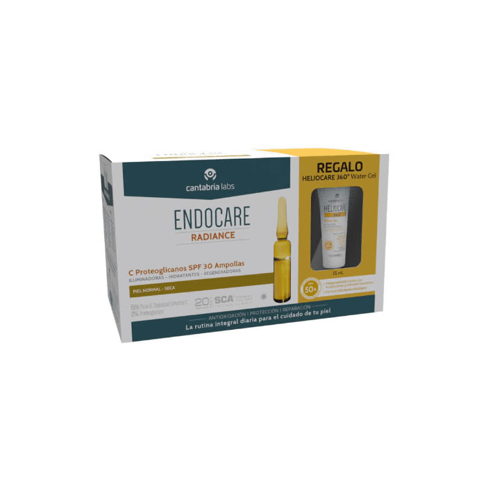 Fiale Endocare Radiance C Proteoglicanos Spf30 + Gel D&#39;Acqua 360 15 Ml