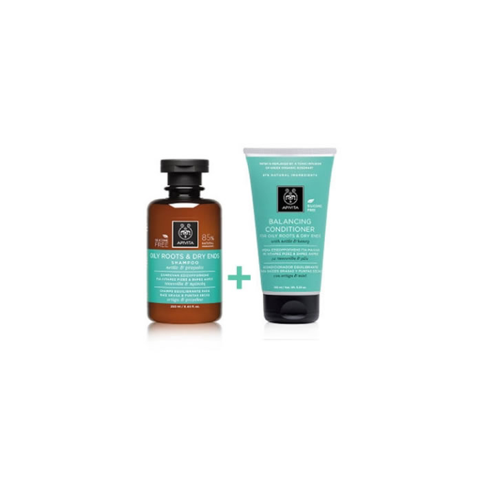 Apivita Pack Shampoo Fat Roots And Dry Tips 250Ml + Conditioner