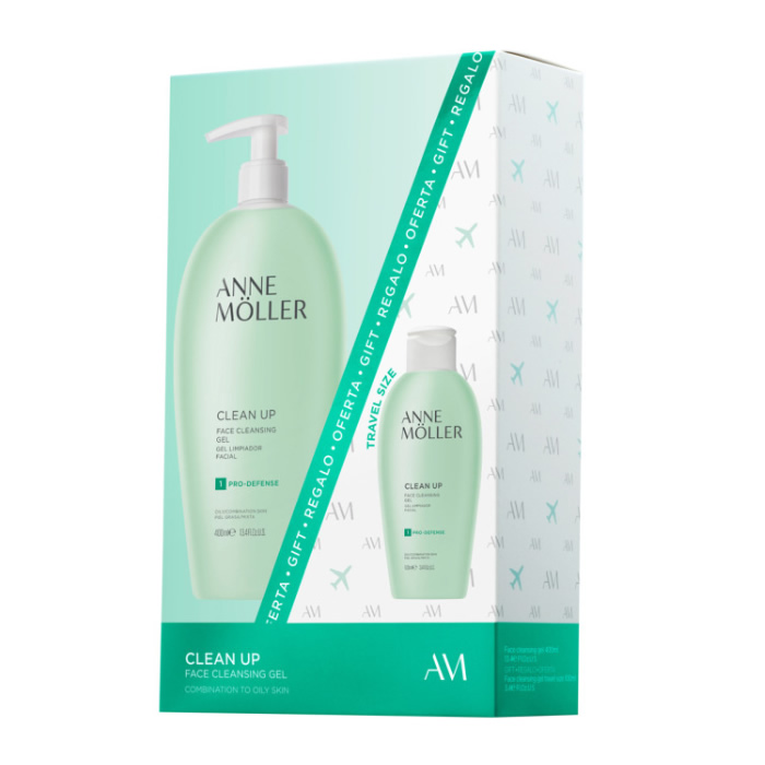 Anne Moller Clean Up Face Cleansing Gel Combination To Oily Skin 400Ml Set 2 Parti