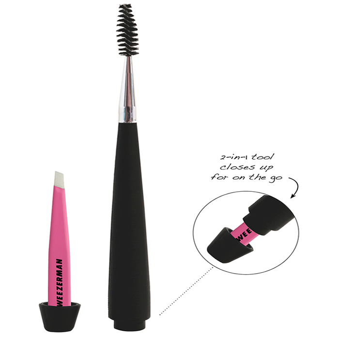 Tweezerman Eyebrow Comb With Mini Pink Slant Tweezers