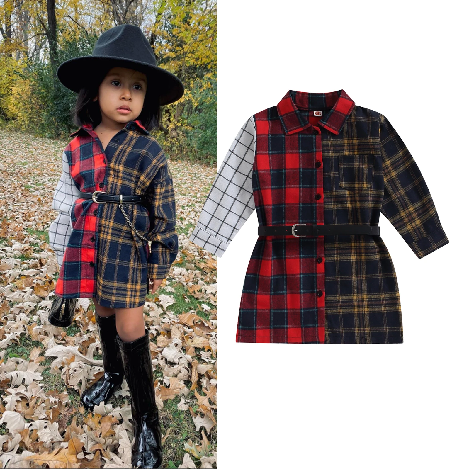 Camicie Di Flanella Per Bambina Camicie A Maniche Lunghe A Contrasto Di Colore Camicia Abbottonata Giacche A Spalla Per Bambini