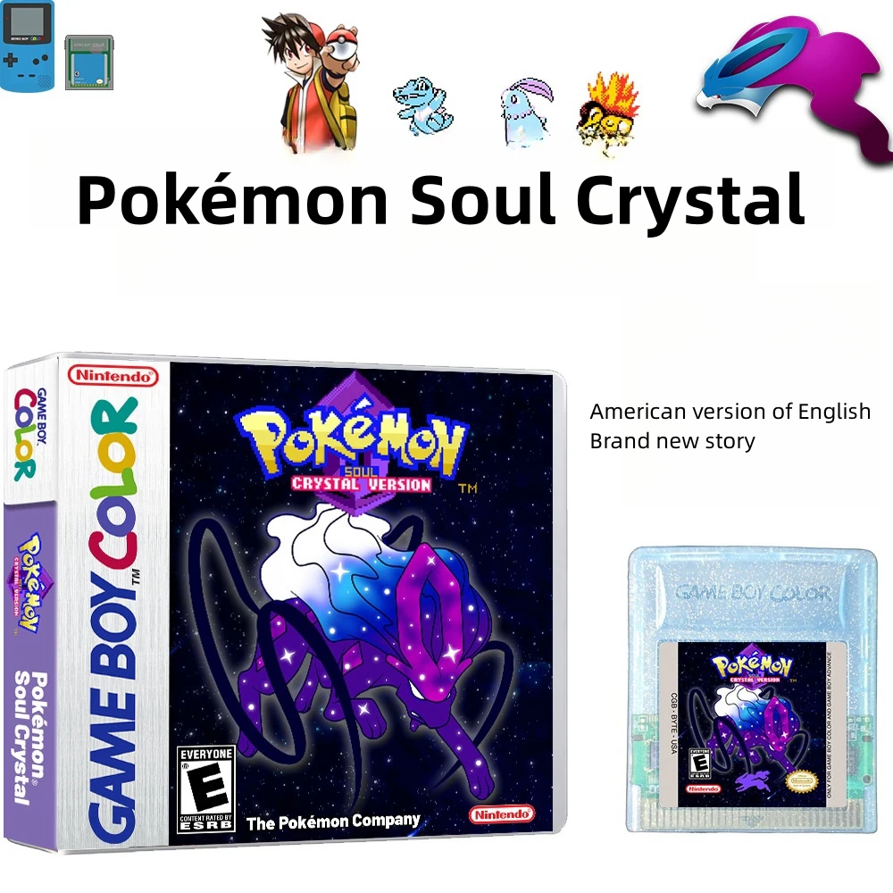 Gbc/Gba Pokragon Soul Crystal Game Card Boxed Versione Americana English Pokemon New Pokemon