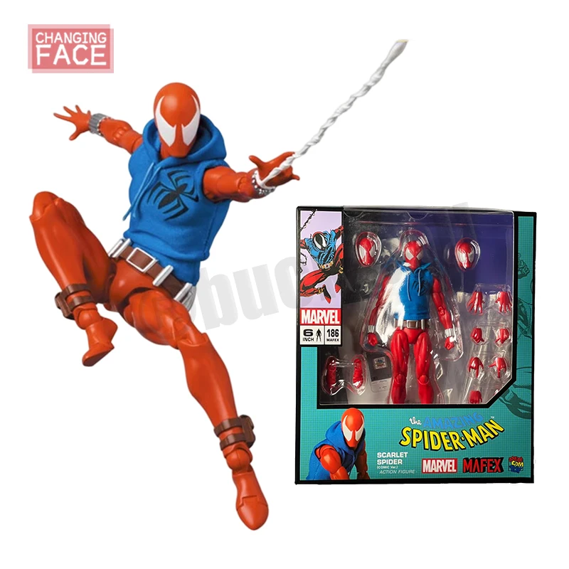 In Magazzino Originale Mafex No.186 Scarlet Spiderman Figurine Comic Ver Spiderman Anime Action Collection Figure Modello Giocattoli Regali