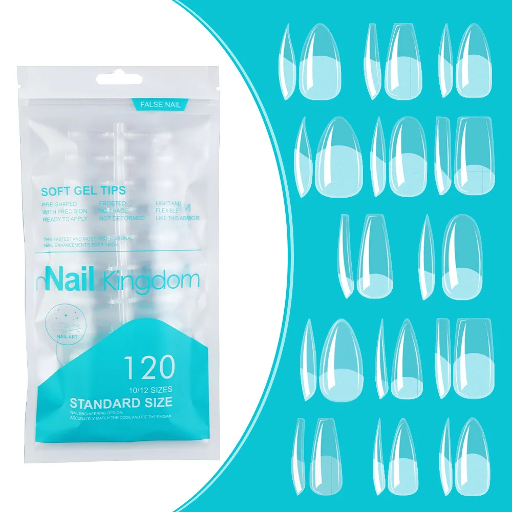 120 Pz/Borsa Matte Press On Nail Tips Soft Full Cover Unghie Finte Mandorle Ovali Scolpito Unghie Finte Muslimaze Elixilize