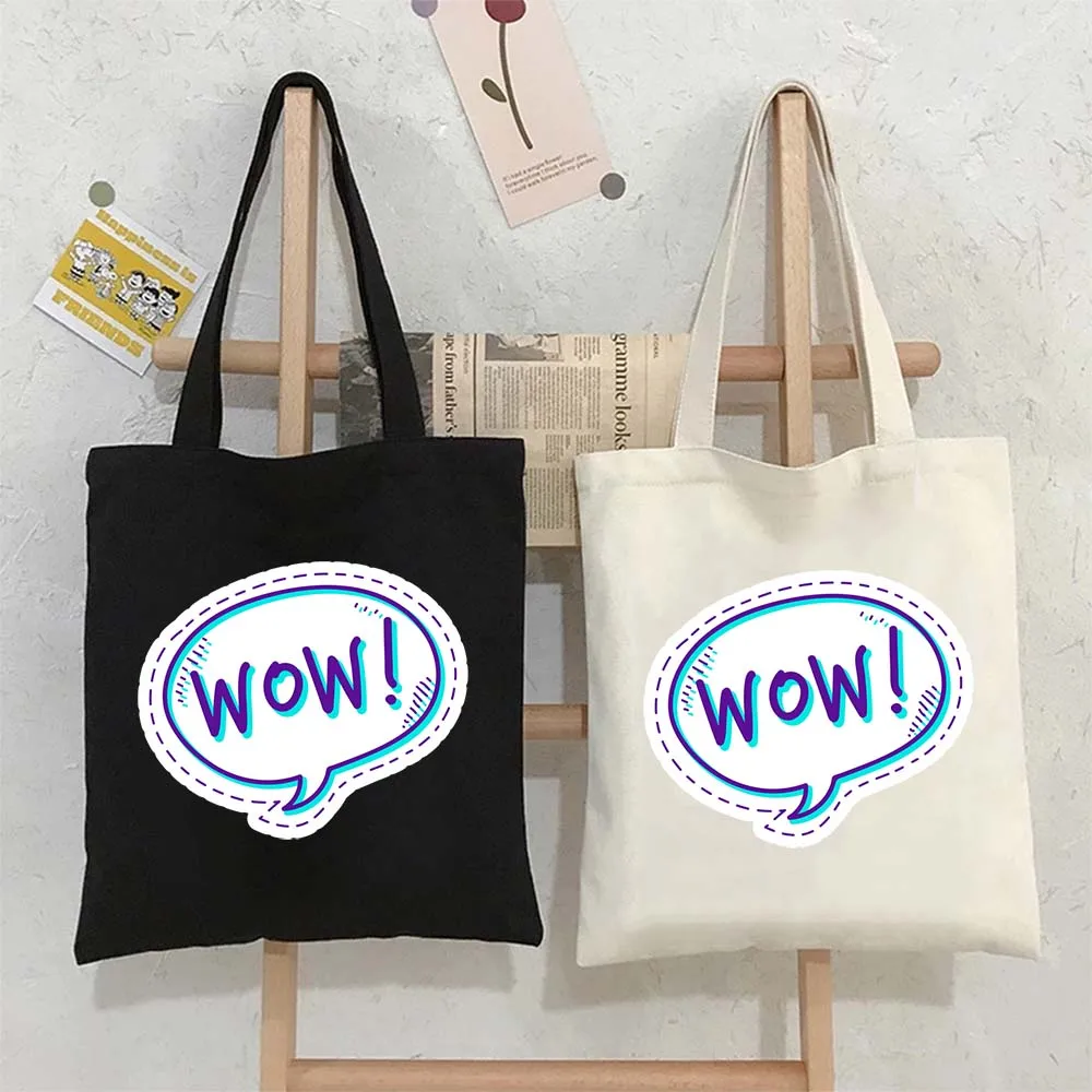 Iscrizione Wow Borse A Tracolla Scritte Frasi Scritte Citazione Tote Bag Donna Shopping Bag Grandi Borse Riutilizzabili