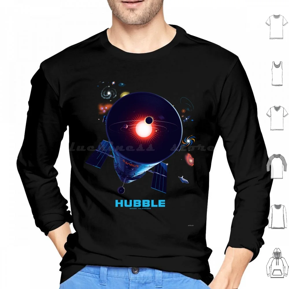 Hubble Space Telescope Felpe Con Cappuccio Manica Lunga Hubble Space Telescope Hubble Obatory Universe Galaxy Jlp Shuttle