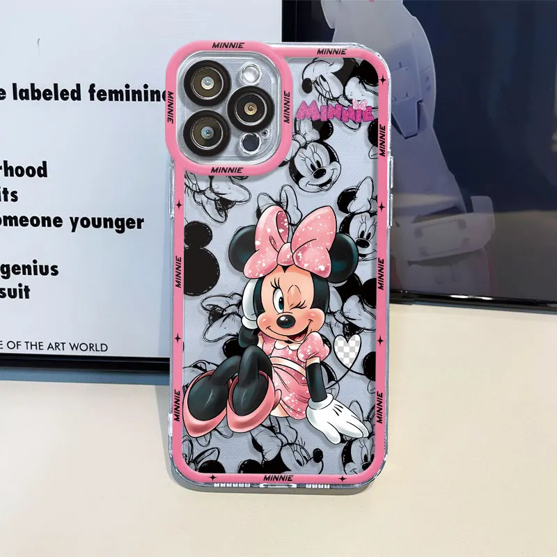 Custodia Per Motolora Moto Edge 40 5G G32 G73 G71 G22 G72 G52 Silicone Trasparente Disney Pink Minnie Mouse Cover Luxury