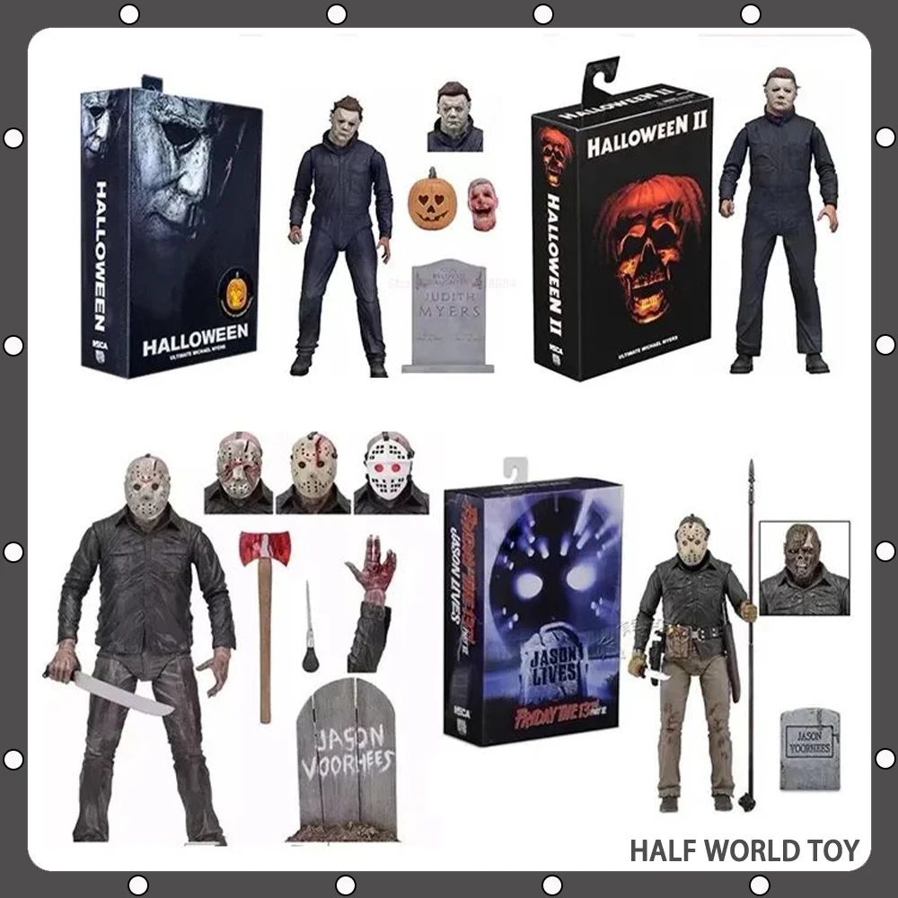 Neca Michael Myers Jason Freddy Anime Figure Ultimatethoy Con Led Figurine Doll Modello Di Natale Giocattoli Regalo Di Halloween Per Bambini