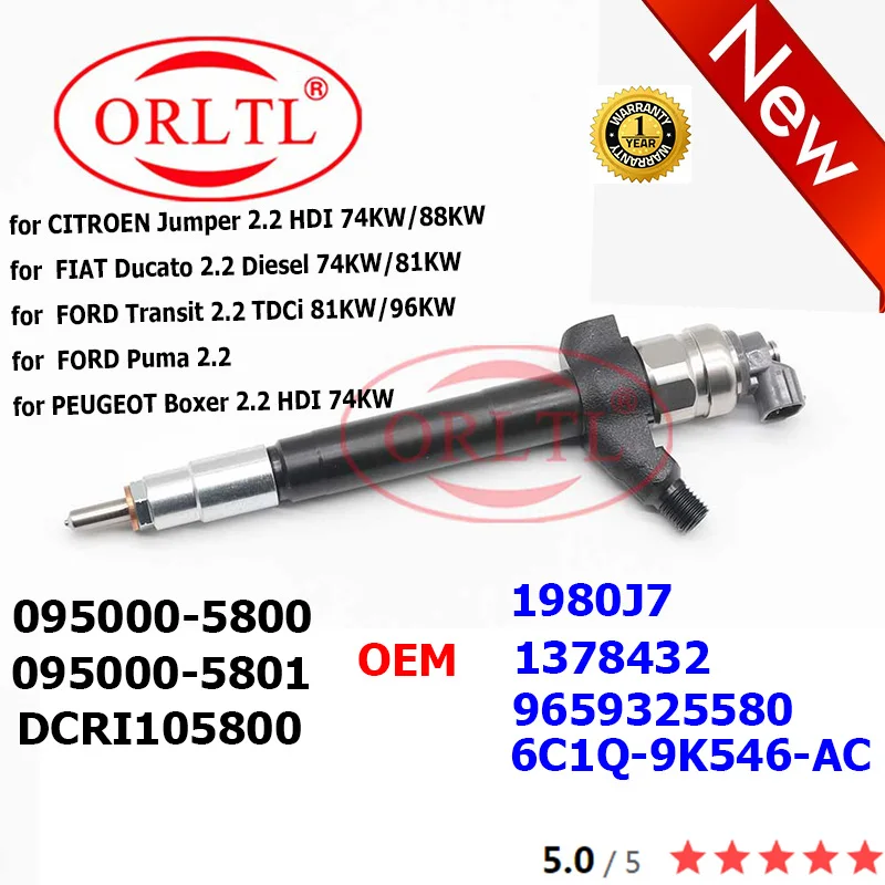 0950005800 5801 Nuovo Ugello 6C1Q-9K546-Ac Di Iniezione Del Carburante Dcri105800 1378432 1980J7 9659325580 Dcri105800 Per Ford Transit 2.2 Td