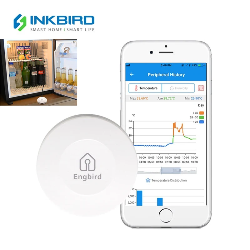 Sensore Di Temperatura E Umidità Inkbird Ibs-Th1 Termometro Bluetooth Wireless E Registratore Di Dati Igrometro Con Sonda