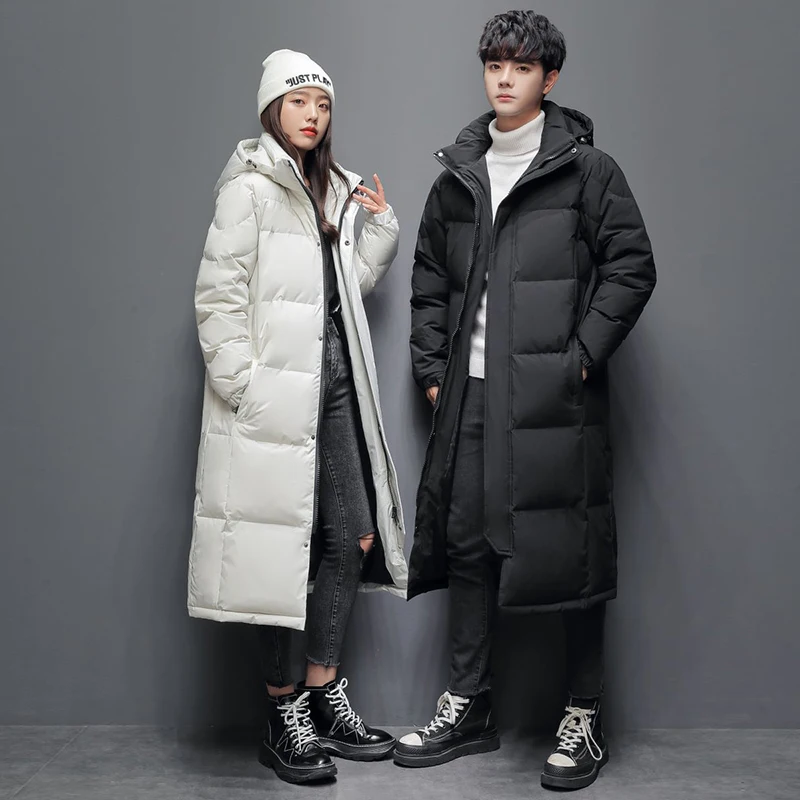 -20 ° C Piumino Uomo Giacche Lunghe Inverno Caldo Leggero Piumino D'Anatra Bianco Cappotti Uomo Streetwear Cappotti Abbigliamento Donna