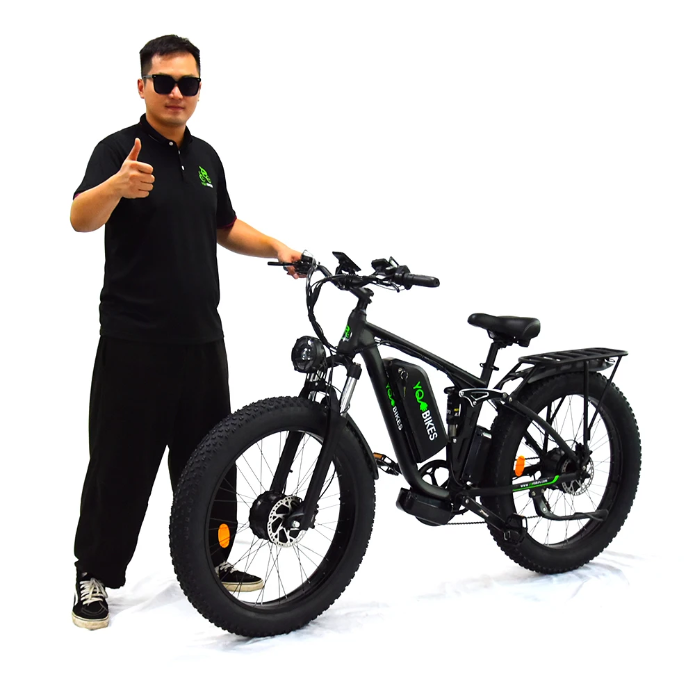 Nessuna Tassa 48 V2000W Ebike Dual Motor Full Suspension Mtb Ebicycle Snow Beach Fat Tire Mountain Bike Elettrica Con Portapacchi Posteriore