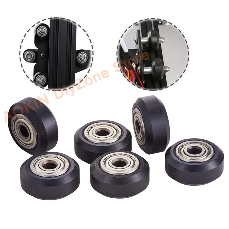 6Pcs Stampante 3D Ruote Puleggia Pom 625Zz Cuscinetto Lineare Ulley Rullo Ruota Rotonda Passiva Per Creality Cr10,Ender 3