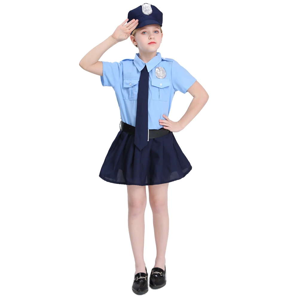 Cute Girls Tiny Cop Police Officer Playtime Cosplay Uniform Kids Cool Costume Di Halloween