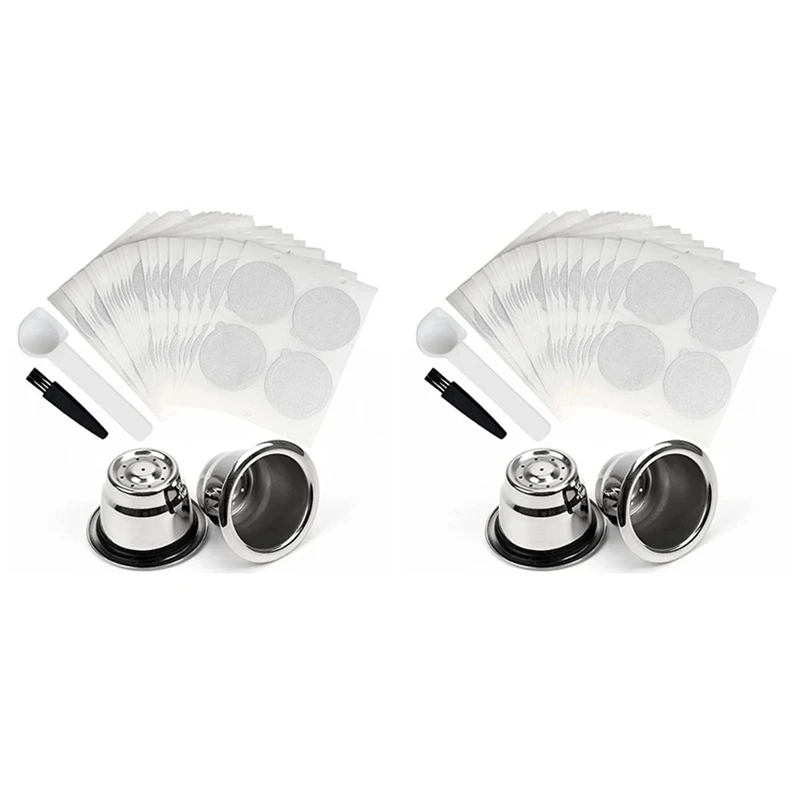2X Cialde Di Caffè Riutilizzabili Capsule Di Caffè Riutilizzabili Cialde Riutilizzabili Con Coperchi Adatti Per Macchina Da Caffè Nespresso