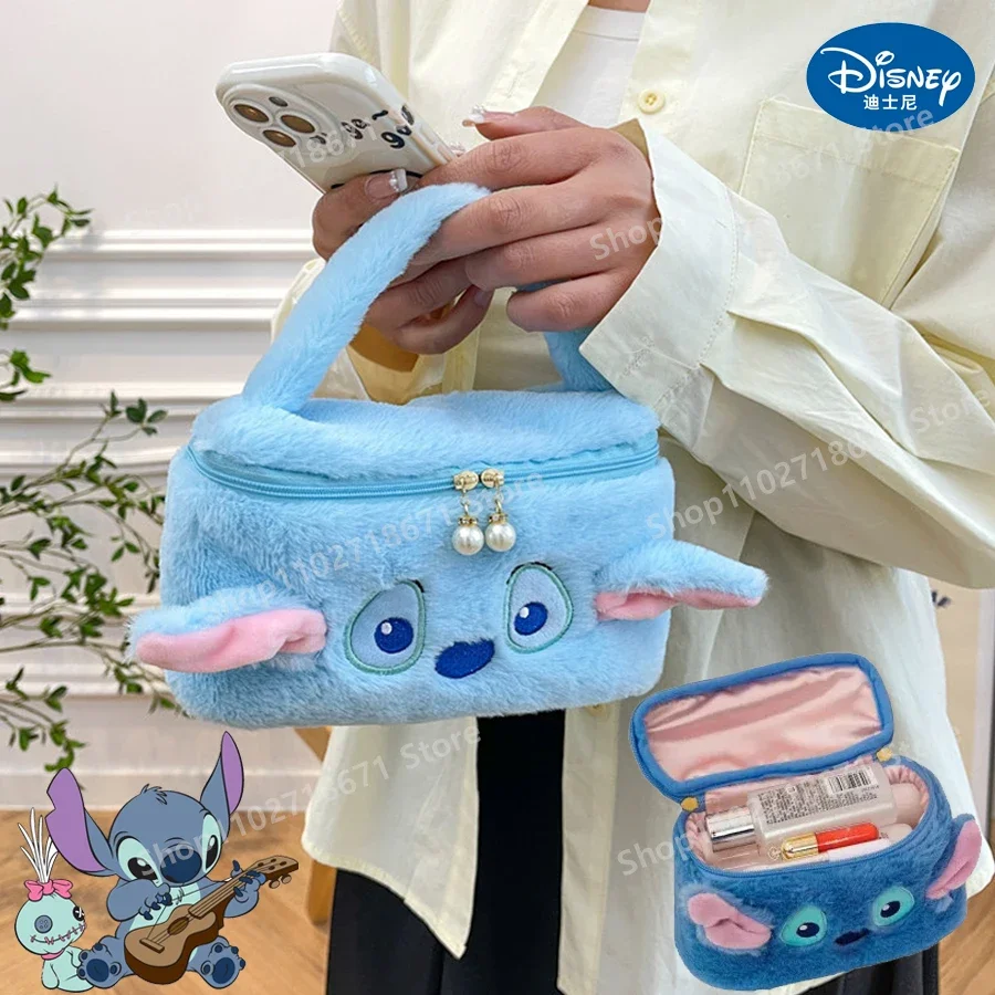 Stitch Disney Anime Cosmetics Borsa Portaoggetti Per Trucco Di Grande Capacità Scatola Per Donna Figura Di Cartone Animato Portatile Borsa In Peluche 