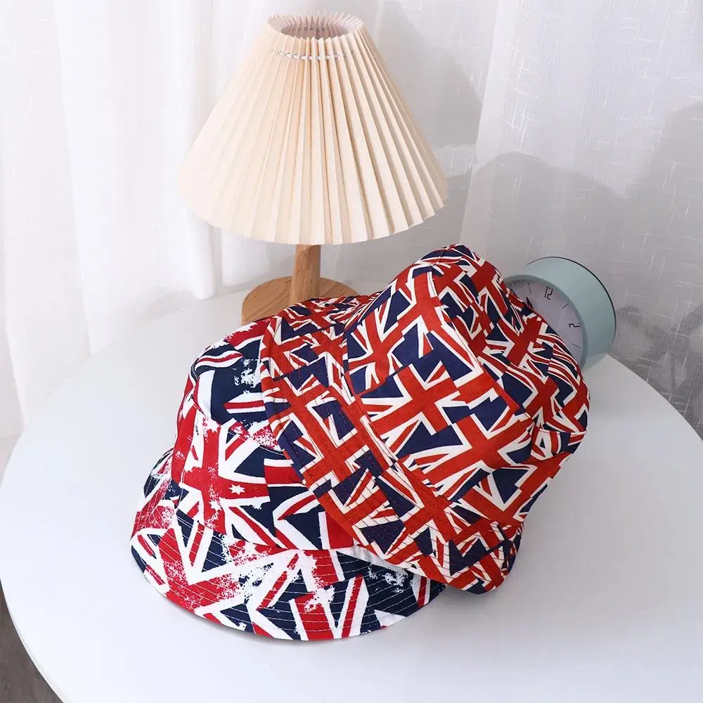 Cool Union Jack Blue Stripe Flag Berretto Da Pesca Double-Sided Wide Brim Beach Flag Cappello Da Pescatore Panama Cap Cappello Da Pescatore