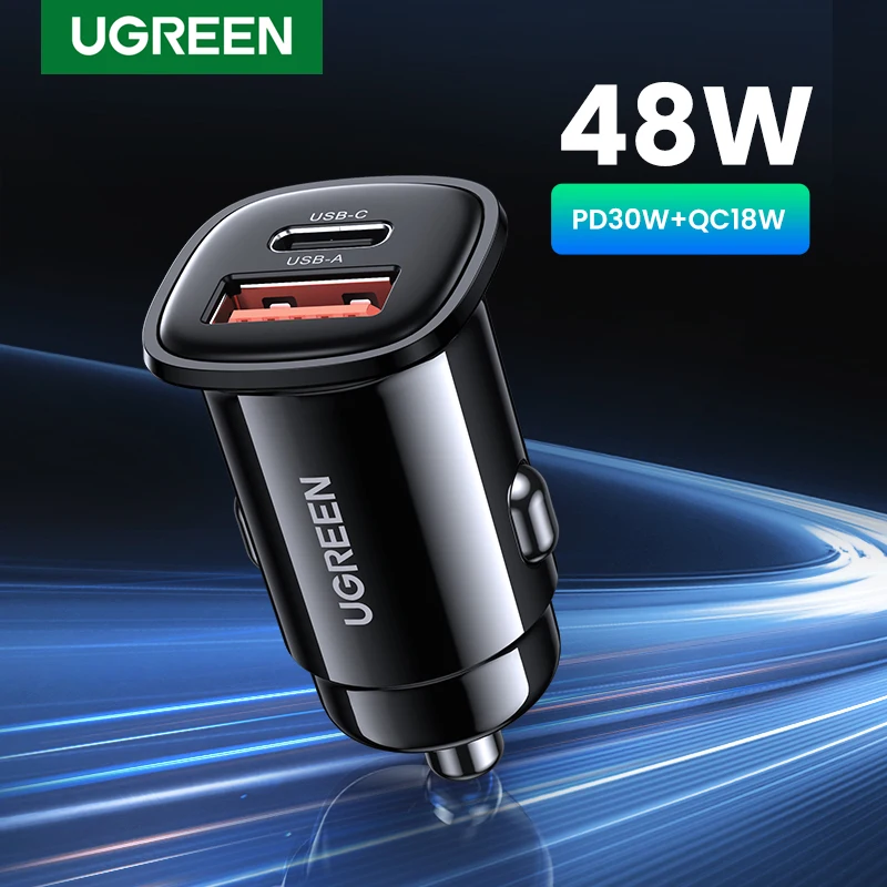Incize Nuovo-In 】Caricabatteria Da Auto Usb Ugreen 30W Ricarica Rapida 4.0 Qc4.0 Qc3.0 Pd Tipo C Caricabatterie Usb Per Auto Veloce Per Iphone 15 Xiao