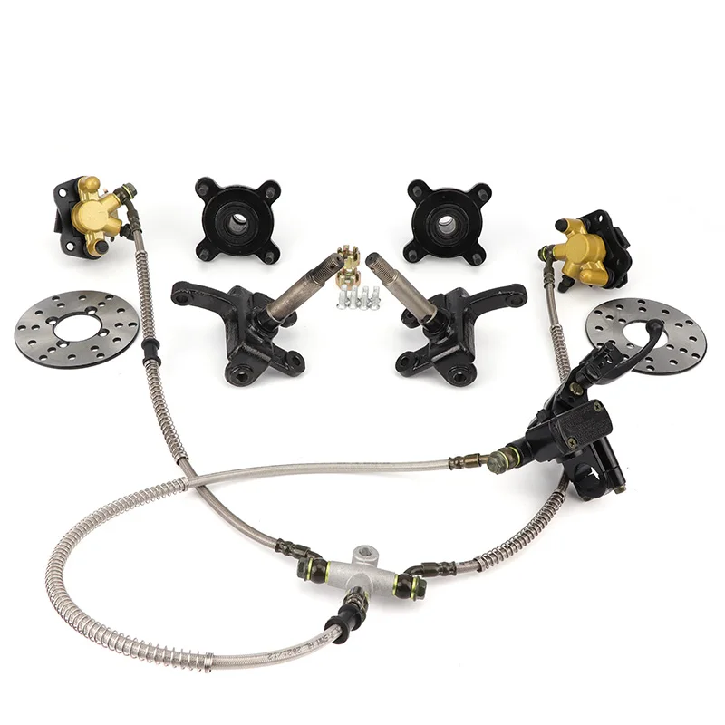 1 Set 4 Stud Steering Strut Knuckle Spindles With 108Mm Disc Brake Kit Wheel Hubs For Diy Electric Atv Utv Golf Buggy Bike Parts