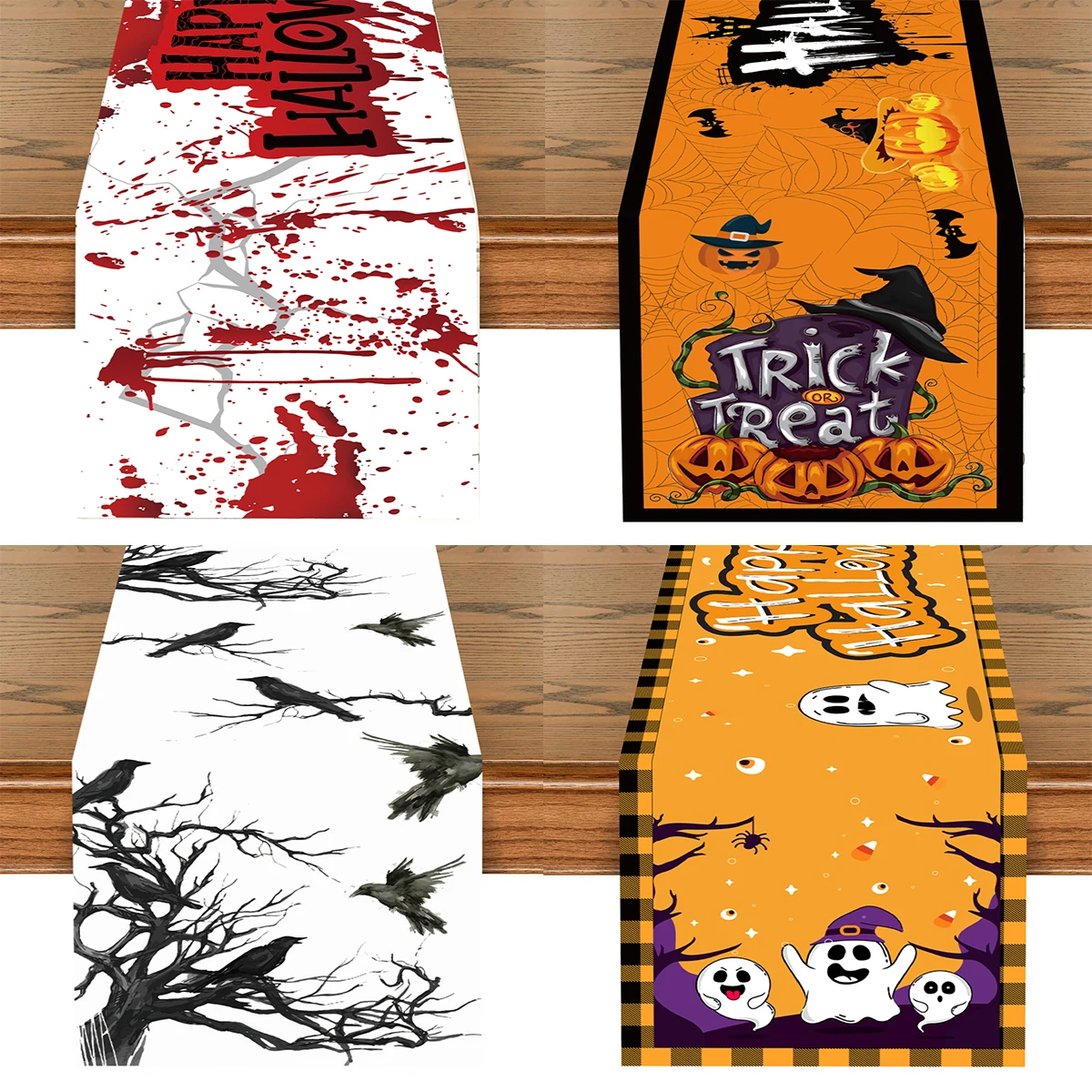 Runner Da Tavola Di Halloween Dolcetto O Scherzetto Ghost Crow Runner Decorazione Della Tavola 2023 Happy Halloween Party Decor Kids