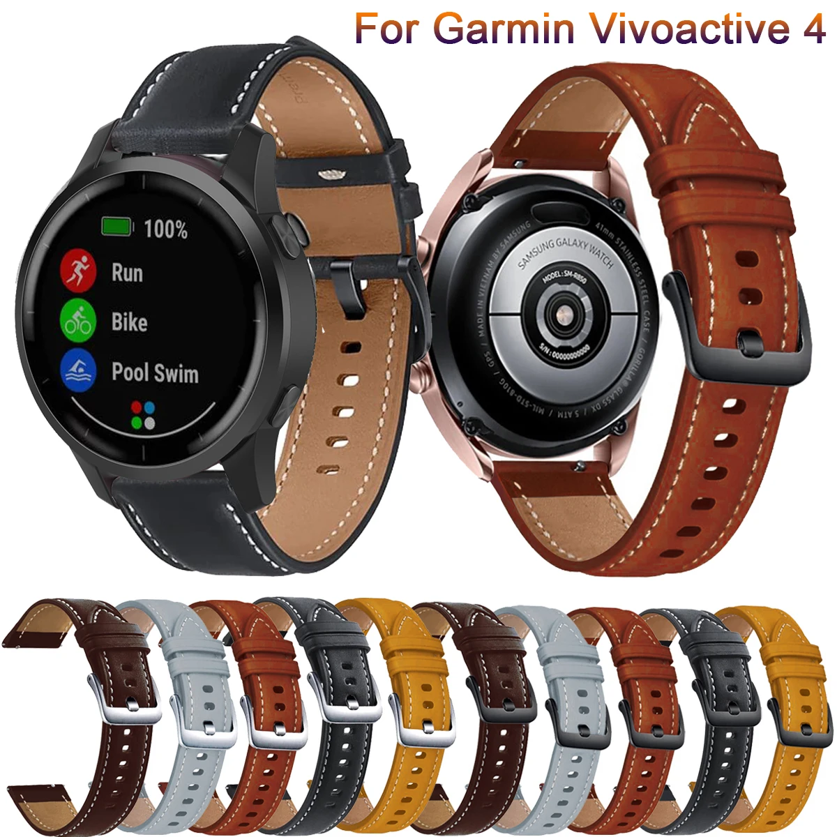 Cinturino Cinturino In Pelle Per Garmin Vivoactive 4 Braccialetto Smartwatch Per Garmin Vivoactive4 Accessori Di Ricambio