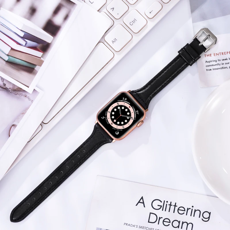 Cinturino In Pelle Sottile Per Cinturino Apple Watch 45 41 40 44 38 42Mm 44 Mm Cinturino In Vera Pelle Apple Watch Serie 7 6 5 4 3 Se Cinturino