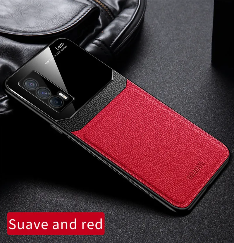 Vivo Iqoo Z5 Iqooz5 V2148A Case Leather Glass Texture Soft Tpu Bumper With Plexiglass Back Cover For Iqoo 5 Pro Iqoo5Pro V2025A