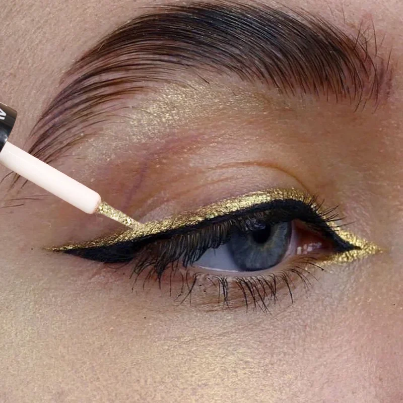 Diamond Shiny Eyeliner Eyeshadow Waterproof Rose Gold Silver Color Paillettes Eyeliner Glitter Eye Shadow Makeup Beauty Cosmetics