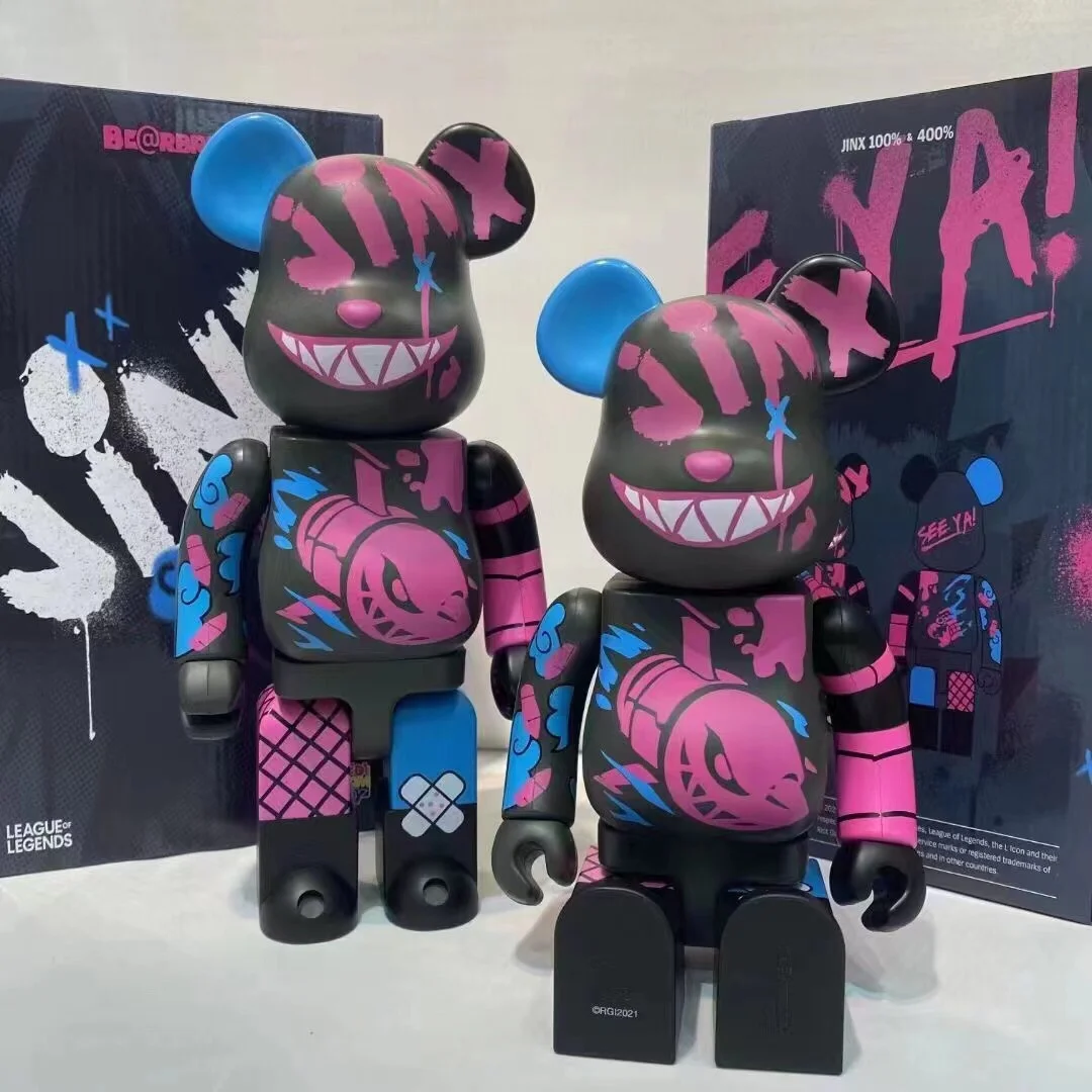 Bearbrick 400% League Of Legends Lol Jinx Be @ Rbrick Graffiti Jinx 400% 28Cm Classic Desktop Ornament Bambola Premium Edition