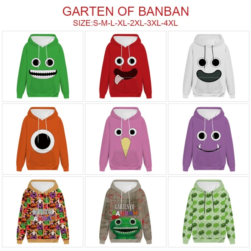 Banban Garden Game Periferiche Stampa 3D Maglione Con Cappuccio Top Cartoon Animazione Giacca Bidimensionale Cos Clothes