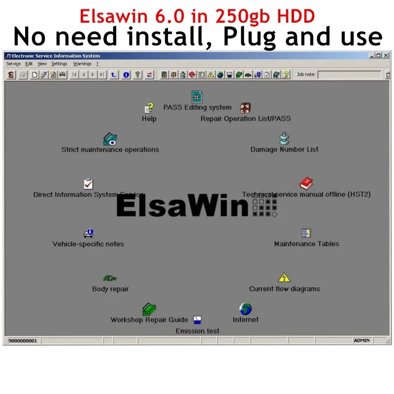 2021 Software Di Riparazione Automatica Elsawin 6.0 Più Nuovo Per Audi Per Vw Auto Repair Data Elsa6.0 Installato Bene Su 250Gb Hdd Plug And Play