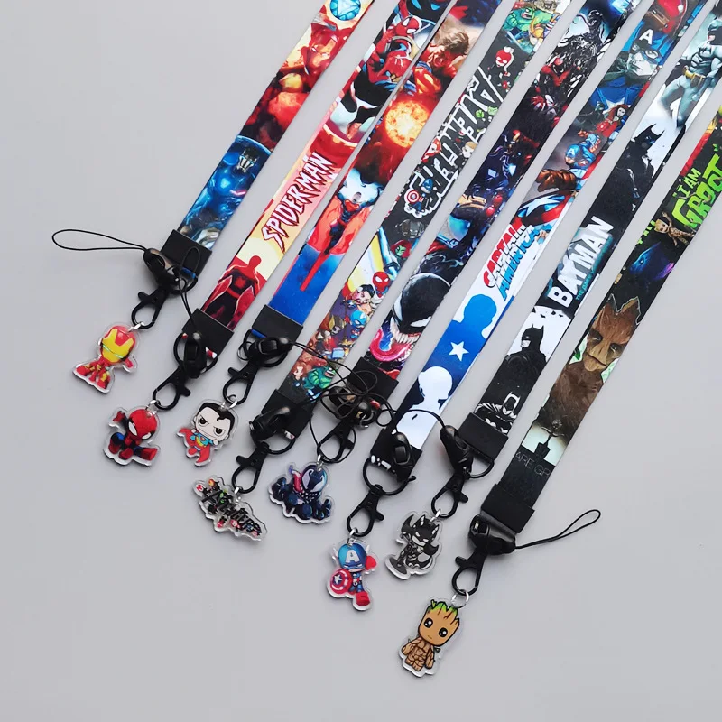 New Marvel Spiderman Lanyard Keys Anime Figure Mickey Iron Man Avengers Cartoon Cellulare Cordino Ciondolo Portachiavi Giocattoli Regalo
