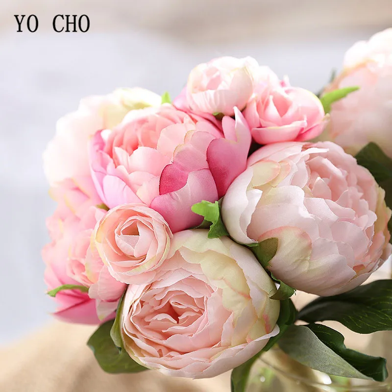 Yo Cho Peonia Fiori Artificiali Bianco Rosa Peonia Di Seta Di Nozze Fiori Bouquet Da Sposa Per La Casa Giardino Decorazione Del Partito Falso Peonie