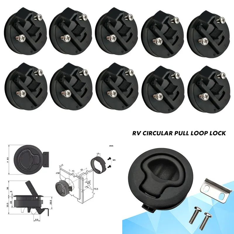 Tirare Slam Latch Flush Per Rv Marine Deck Hatches Flush Pull Slam Locker Accessori Per Barche In Plastica Marine Round Flush Mount Yacht