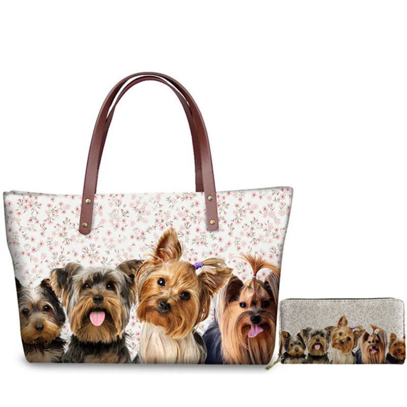 Totes Borse Da Donna Selfie Yorkshire Totes Cute Pet Dog Print Tote Borse A Tracolla Per Donna Borse A Mano Portafogli In Pelle Da Donna