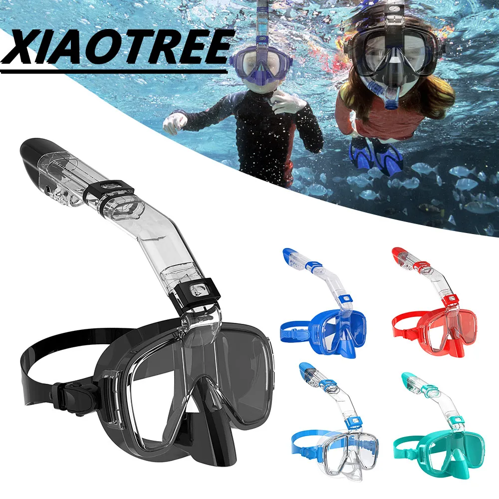 Snorkel Mask Foldable Anti-Fog Diving Mask Set With Full Dry Top System For Free Swim Professional Snorkeling Gear Adults Kids